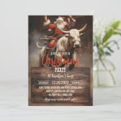 Santa Riding a Bull Einladung (Stehend Vorderseite)