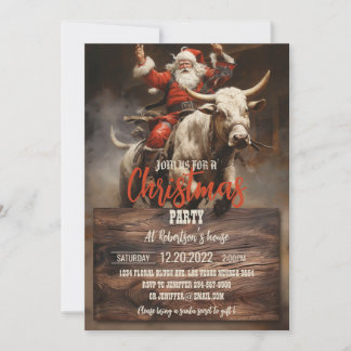 Santa Riding a Bull Einladung