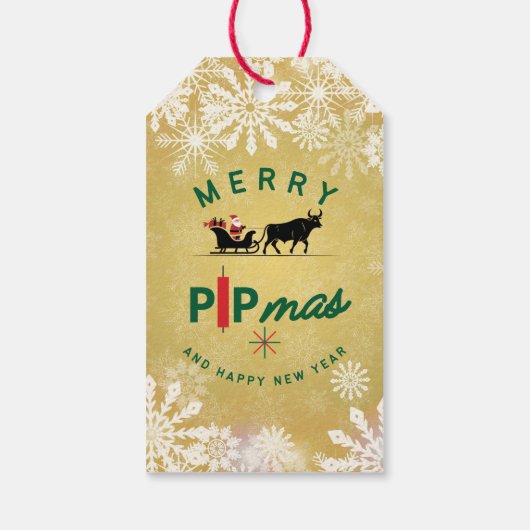 Santa Riding a Bull Sleigh – Forex Pipmas Gift Geschenkanhänger (Rückseite)