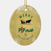 Santa Riding a Bull Sleigh – Forex Pipmas Gift  Keramik Ornament (Rechts)