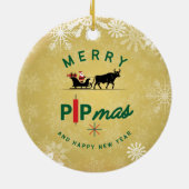 Santa Riding a Bull Sleigh – Forex Pipmas Gift Keramik Ornament (Hinten)