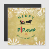 Santa Riding a Bull Sleigh – Forex Pipmas Gift Magnetkarte (Vorne/Hinten)