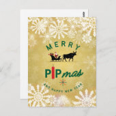Santa Riding a Bull Sleigh – Forex Pipmas Gift  Postkarte (Vorne/Hinten)