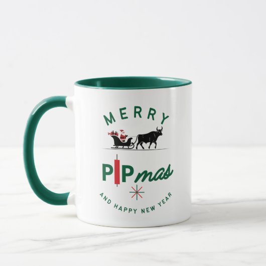 Santa Riding a Bull Sleigh – Forex Pipmas Gift  Tasse (Links)