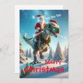 Santa Riding a Dinosauer Feiertagskarte (Vorne/Hinten)
