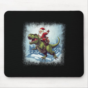 Santa Riding A Dinosaur T-rex Funny Christmas Mousepad