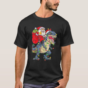 Santa Riding a Dinosaur Weihnachtsbaum T Rex Drink T-Shirt