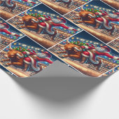 Santa Riding a Rodeo Bull Weihnachten Geschenkpapier (Ecke)