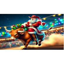 Santa Riding a Rodeo Bull Weihnachten