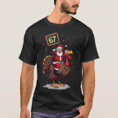 🎅🦃 Santa Riding a Turkey with Number 67 Funny Ch T-Shirt (Vorderseite)