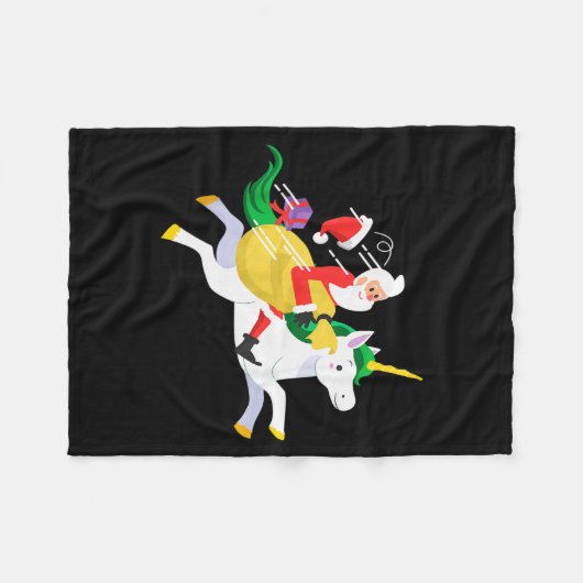 Santa Riding A Unicorn Funny Christmas Gift Fleecedecke (Vorderseite (Horizontal))