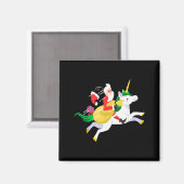 Santa Riding A Unicorn Funny Christmas Gift Magnet (Vorderseite/Rückseite)