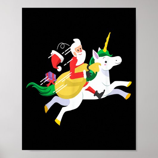 Santa Riding A Unicorn Funny Christmas Gift Poster (Vorne)