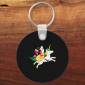 Santa Riding A Unicorn Funny Christmas Gift Schlüsselanhänger (Vorderseite)