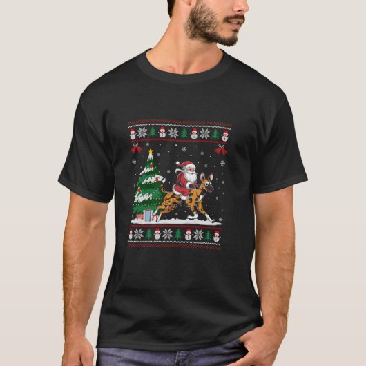 Santa Riding African Wild Dog Tree Lighting Christ T-Shirt (Vorderseite)
