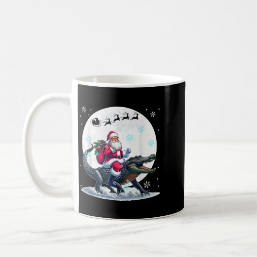 Santa Riding Alligator Christmas Moon Matching Kid Kaffeetasse (Links)