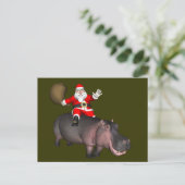 Santa Riding auf Hippo Feiertagspostkarte (Stehend Vorderseite)
