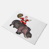 Santa Riding auf Hippo Fußmatte (Schrägansicht)