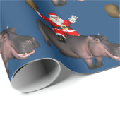 Santa Riding auf Hippo Geschenkpapier (Rolleneckpunkt)