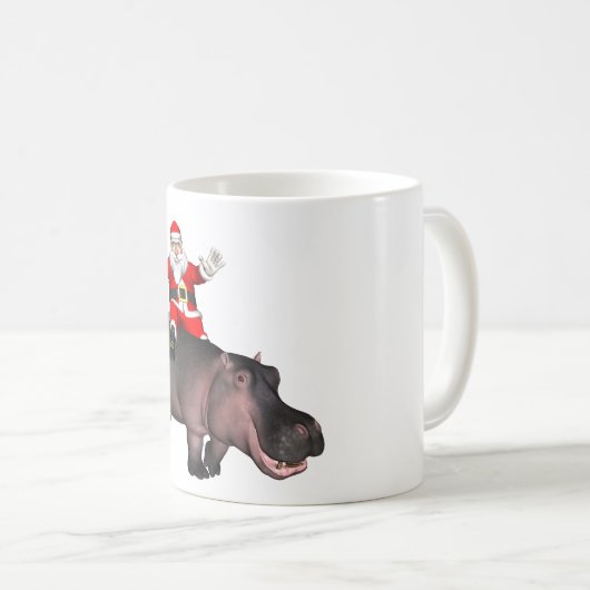 Santa Riding auf Hippo Kaffeetasse (VorderseiteRechts)