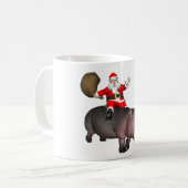 Santa Riding auf Hippo Kaffeetasse (Vorderseite Links)