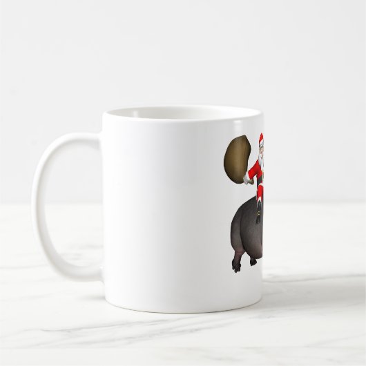 Santa Riding auf Hippo Kaffeetasse (Links)