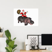 Santa Riding auf Hippo Poster (Heimbüro)