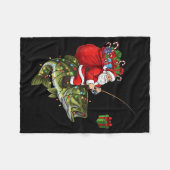 Santa Riding B Fish Christmas Fishing Funny Xmas P Fleecedecke (Vorderseite (Horizontal))