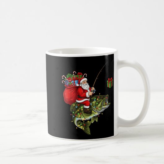 Santa Riding B Fish Christmas Fishing Funny Xmas P Kaffeetasse (Rechts)