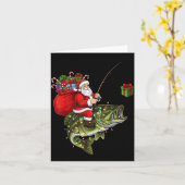 Santa Riding B Fish Christmas Fishing Funny Xmas P Karte (Gelbe Blume)