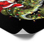 Santa Riding B Fish Christmas Fishing Funny Xmas P Poster (Ecke)