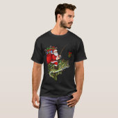 Santa Riding B Fish Christmas Fishing Funny Xmas P T-Shirt (Vorne ganz)