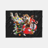 Santa Riding Beagle Christmas Lights Funny Dog Xma Fleecedecke (Vorderseite (Horizontal))