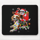 Santa Riding Beagle Christmas Lights Funny Dog Xma Mousepad (Vorne)