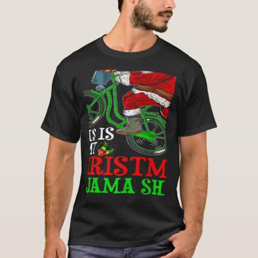 Santa Riding Bicycle Cycling This Is My Christmas T-Shirt (Vorderseite)
