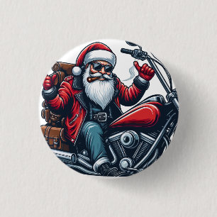 Santa Riding Bike Button