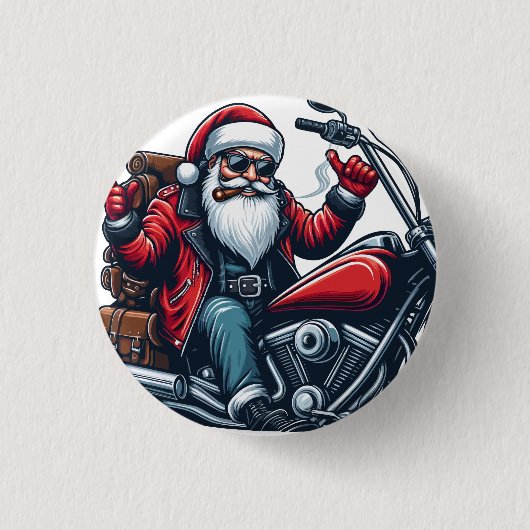 Santa Riding Bike Button (Vorderseite)