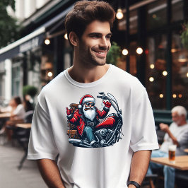 Santa Riding Bike T-Shirt