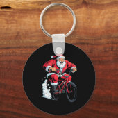 Santa Riding Bmx Lover Funny Holiday Christmas Xma Schlüsselanhänger (Vorderseite)