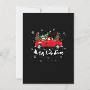 Santa Riding Christmas Tree Truck Newfoundland Dog Einladung