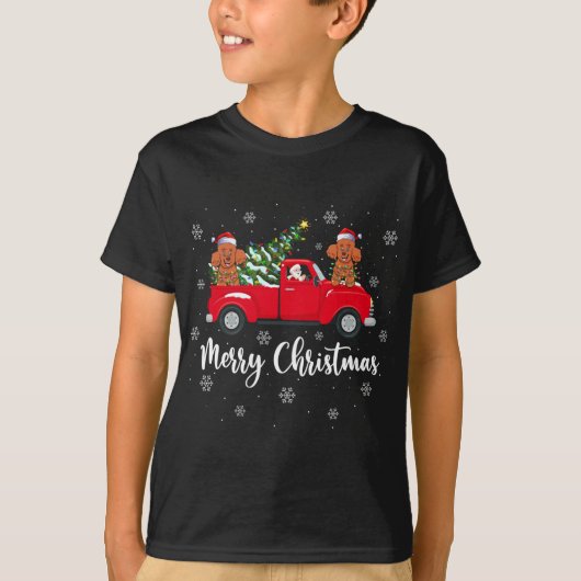 Santa Riding Christmas Tree Truck Toy Poodle Dog T-Shirt (Vorderseite)