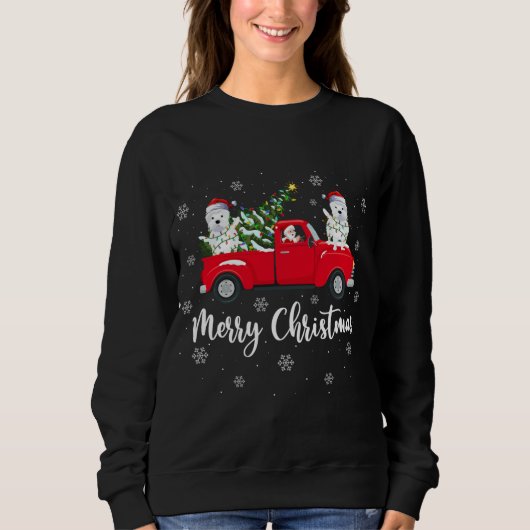Santa Riding Christmas Tree Truck Westie Dog Chris Sweatshirt (Vorderseite)