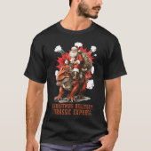 Santa Riding Dino Men Black T-Shirt (Vorderseite)