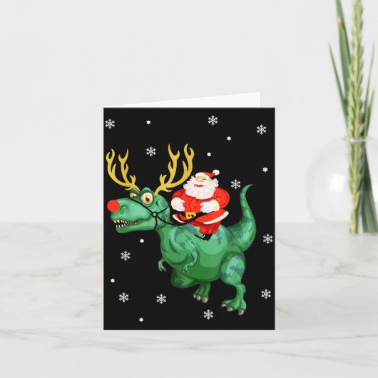 Santa Riding Dinosaur Funny Merry Christmas Lover Karte (Vorderseite)