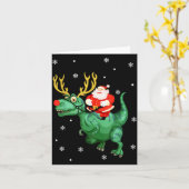 Santa Riding Dinosaur Funny Merry Christmas Lover Karte (Gelbe Blume)