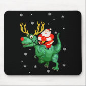Santa Riding Dinosaur Funny Merry Christmas Lover  Mousepad (Vorne)