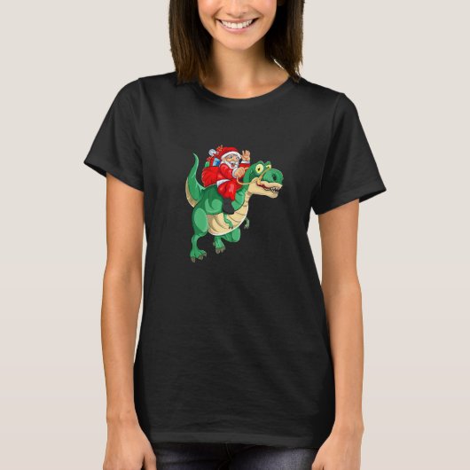 Santa Riding Dinosaur rex Christmas Costume Christ T-Shirt (Vorderseite)