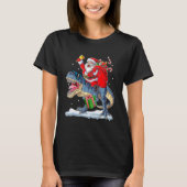 Santa Riding Dinosaur Rex Christmas  Xmas Boys Kid T-Shirt (Vorderseite)