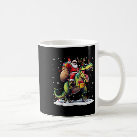 Santa Riding Dinosaur T Rex Christmas Boys Men Xma Kaffeetasse (Rechts)
