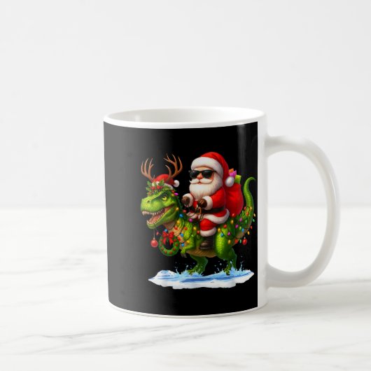 Santa Riding Dinosaur T Rex Christmas Boys Men Xma Kaffeetasse (Rechts)